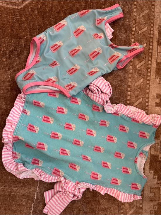 Other - Sal & Pimenta Kids Aqua Pink Ice Cream Print Bathing Suit and coverup